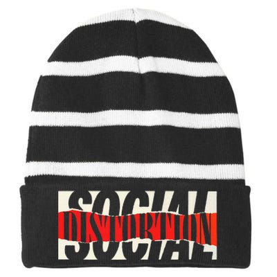 Social Distortion Torn Striped Beanie with Solid Band