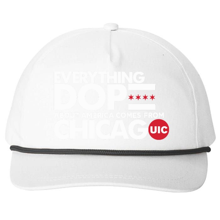 Shermann Dilla Thomas Everything Dope About America Comes From Chicago Uic Baske Snapback Five-Panel Rope Hat