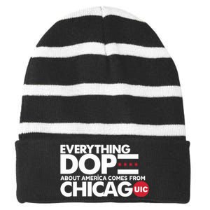 Shermann Dilla Thomas Everything Dope About America Comes From Chicago Uic Baske Striped Beanie with Solid Band