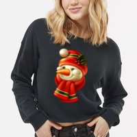 Snowman Dressed To Impress Cropped Pullover Crew