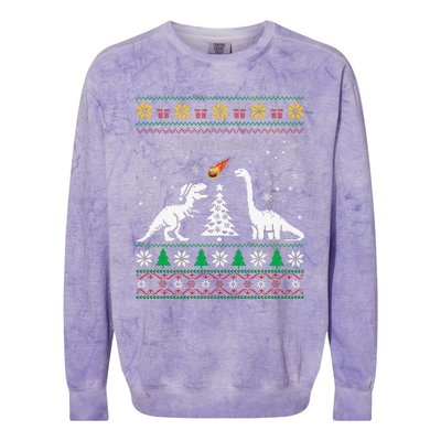 Santa Dinosaur Ugly Sweater Christmas Meteor Meteoroid T Rex Gift Colorblast Crewneck Sweatshirt