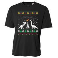 Santa Dinosaur Ugly Sweater Christmas Meteor Meteoroid T Rex Gift Cooling Performance Crew T-Shirt