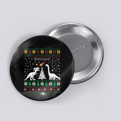Santa Dinosaur Ugly Sweater Christmas Meteor Meteoroid T Rex Gift Button