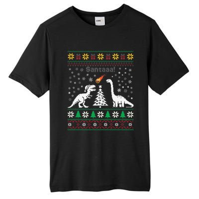 Santa Dinosaur Ugly Sweater Christmas Meteor Meteoroid T Rex Gift Tall Fusion ChromaSoft Performance T-Shirt