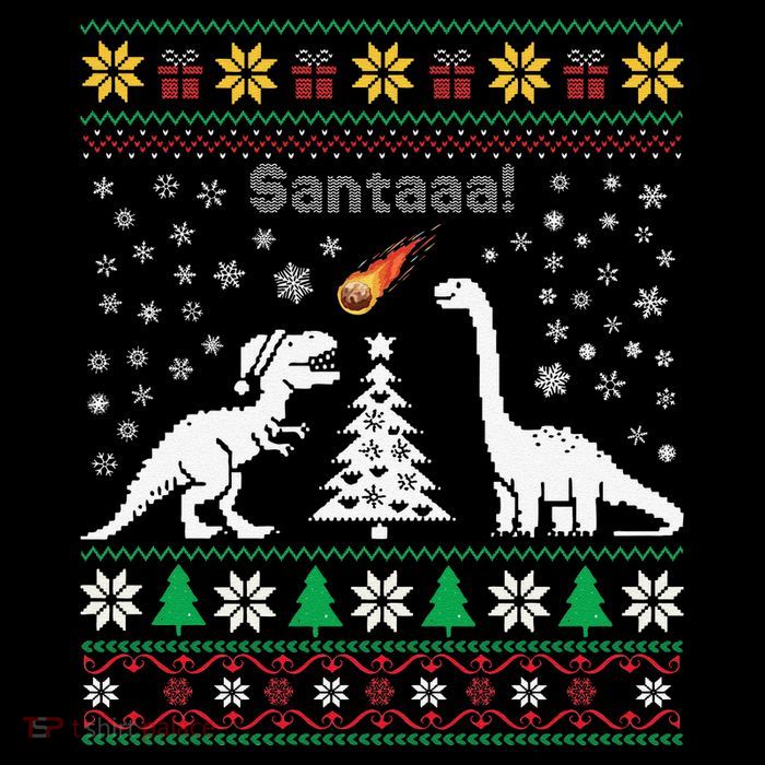 Santa Dinosaur Ugly Sweater Christmas Meteor Meteoroid T Rex Gift 16 in Basic Backpack