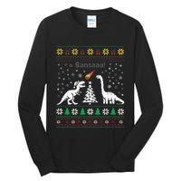 Santa Dinosaur Ugly Sweater Christmas Meteor Meteoroid T Rex Gift Tall Long Sleeve T-Shirt