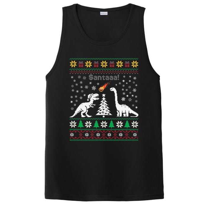 Santa Dinosaur Ugly Sweater Christmas Meteor Meteoroid T Rex Gift PosiCharge Competitor Tank