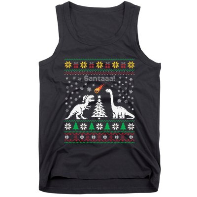 Santa Dinosaur Ugly Sweater Christmas Meteor Meteoroid T Rex Gift Tank Top