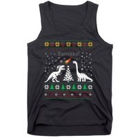 Santa Dinosaur Ugly Sweater Christmas Meteor Meteoroid T Rex Gift Tank Top