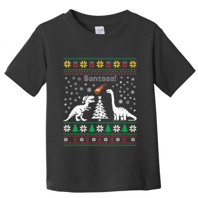 Santa Dinosaur Ugly Sweater Christmas Meteor Meteoroid T Rex Gift Toddler T-Shirt