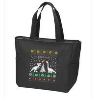 Santa Dinosaur Ugly Sweater Christmas Meteor Meteoroid T Rex Gift Zip Tote Bag