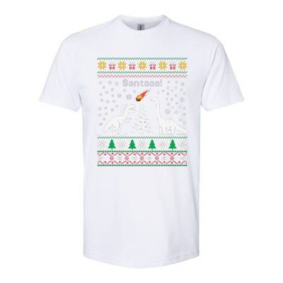 Santa Dinosaur Ugly Sweater Christmas Meteor Meteoroid T Rex Gift Softstyle CVC T-Shirt