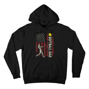 Softball Dad US Flag Gifts For Dad Men Patriotic Fathers Day Hoodie