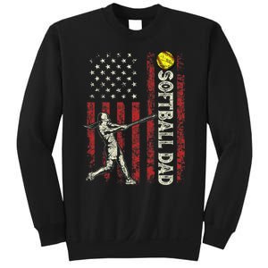 Softball Dad US Flag Gifts For Dad Men Patriotic Fathers Day Sweatshirt