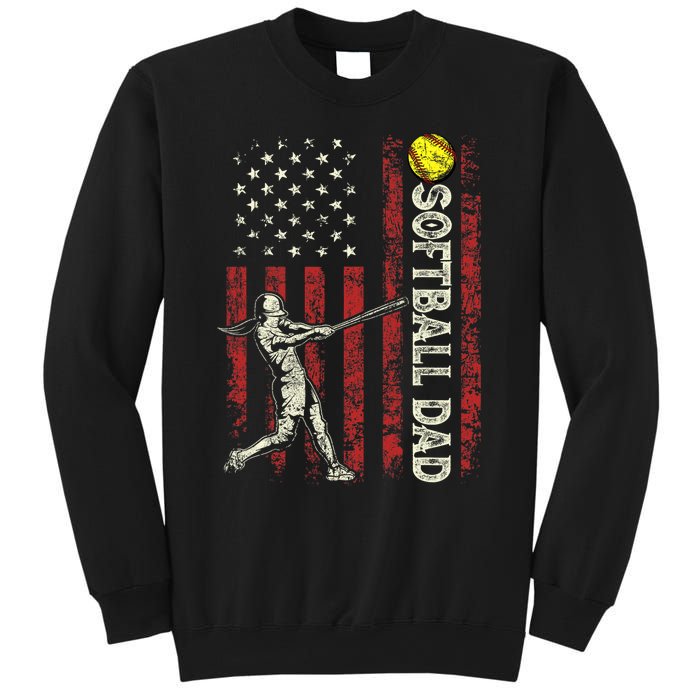 Softball Dad US Flag Gifts For Dad Men Patriotic Fathers Day Sweatshirt