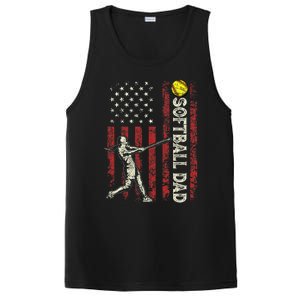 Softball Dad US Flag Gifts For Dad Men Patriotic Fathers Day PosiCharge Competitor Tank