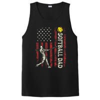 Softball Dad US Flag Gifts For Dad Men Patriotic Fathers Day PosiCharge Competitor Tank