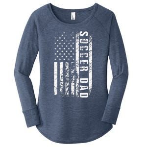 Soccer DAD USA Flag Soccer Team Fan DADDY Fathers Day Women's Perfect Tri Tunic Long Sleeve Shirt