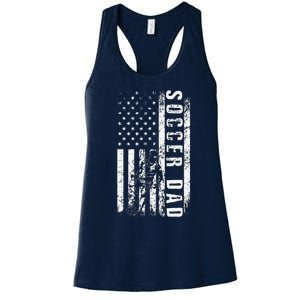 Soccer DAD USA Flag Soccer Team Fan DADDY Fathers Day Women's Racerback Tank