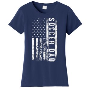 Soccer DAD USA Flag Soccer Team Fan DADDY Fathers Day Women's T-Shirt