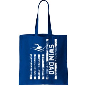 Swim Dad Us Flag Swimming Father Of A Swimmer Dad Cute Gift Tote Bag