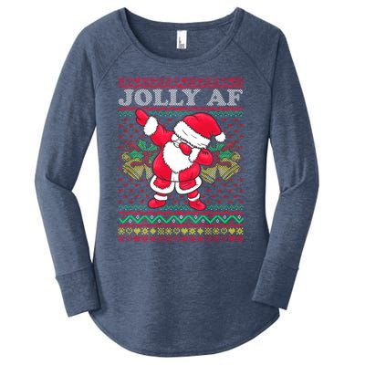 Santa Dabbing Ugly Christmas Jolly Af Holiday Season Gift Funny Gift Women's Perfect Tri Tunic Long Sleeve Shirt