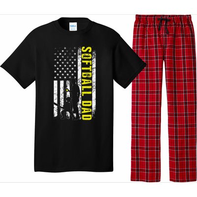 Softball DAD USA Flag Softball Players Dad Fathers Day Pajama Set