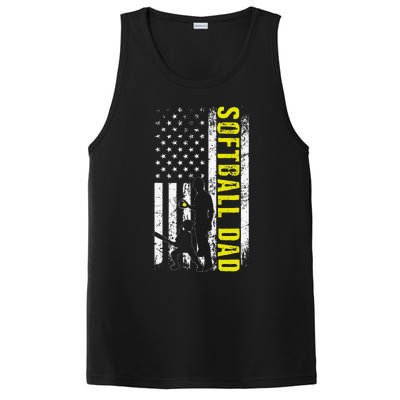 Softball DAD USA Flag Softball Players Dad Fathers Day PosiCharge Competitor Tank