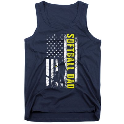 Softball DAD USA Flag Softball Players Dad Fathers Day Tank Top