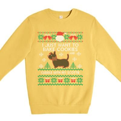 Scottie Dog Ugly Christmas Party Scottish Terrier Novelty Gift Premium Crewneck Sweatshirt