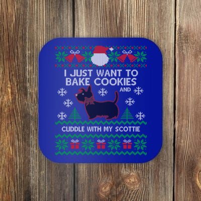 Scottie Dog Ugly Christmas Party Scottish Terrier Novelty Gift Coaster