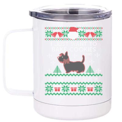 Scottie Dog Ugly Christmas Party Scottish Terrier Novelty Gift 12 oz Stainless Steel Tumbler Cup