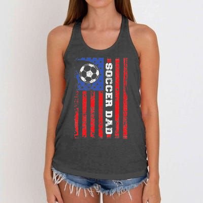 Soccer Dad Usa Flag All American Fathers Women's Knotted Racerback Tank