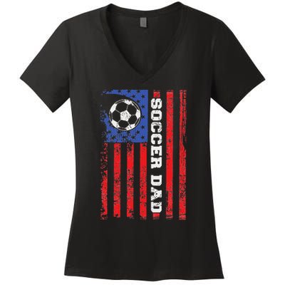 Soccer Dad Usa Flag All American Fathers Women's V-Neck T-Shirt
