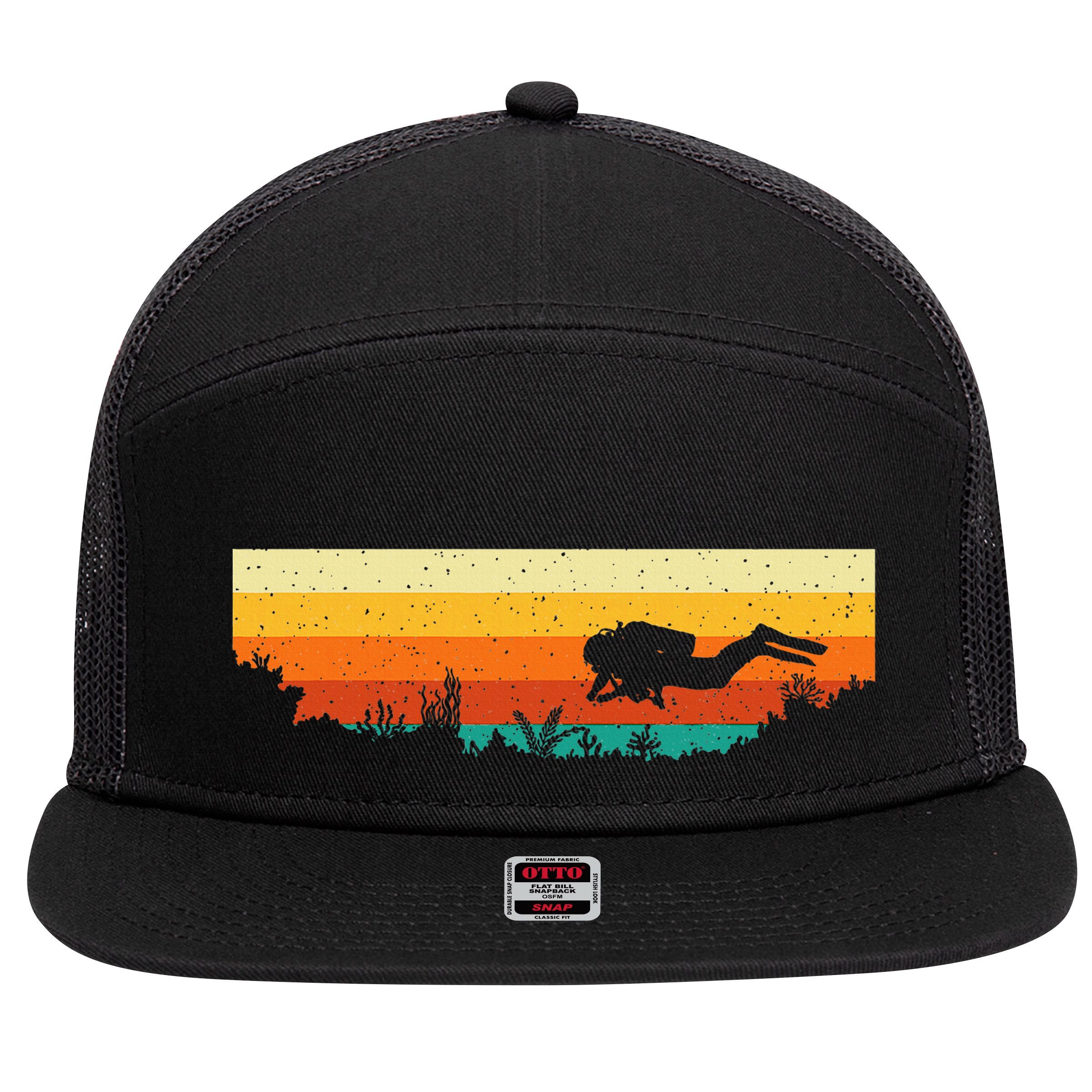 Scuba Diver Underwater Freediving Scuba Diving 7 Panel Mesh Trucker Snapback Hat