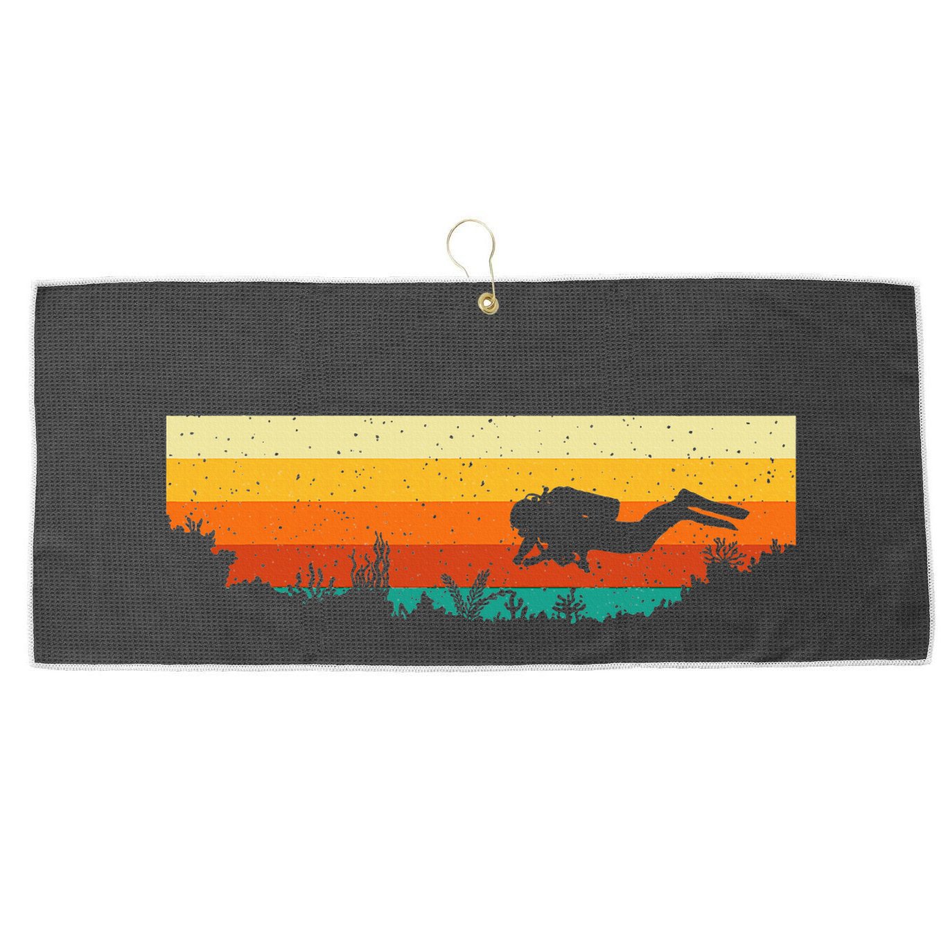 Scuba Diver Underwater Freediving Scuba Diving Large Microfiber Waffle Golf Towel