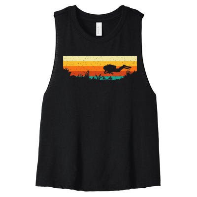 Scuba Diver Underwater Freediving Scuba Diving Women's Racerback Cropped Tank