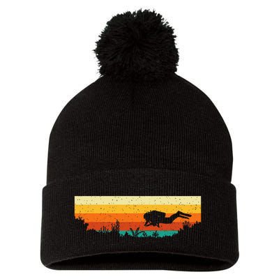 Scuba Diver Underwater Freediving Scuba Diving Pom Pom 12in Knit Beanie