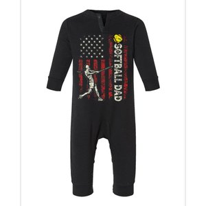 Softball Dad Us Flag Infant Fleece One Piece