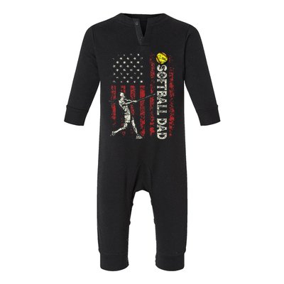 Softball Dad Us Flag Infant Fleece One Piece