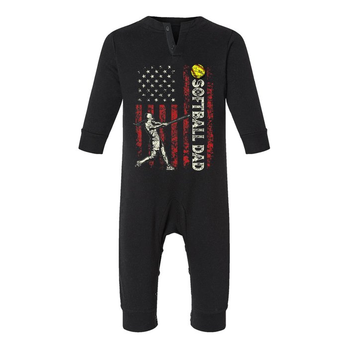 Softball Dad Us Flag Infant Fleece One Piece