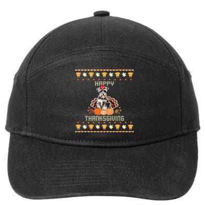 Schnauzer Dog Ugly Thanksgiving Sweater 7-Panel Snapback Hat