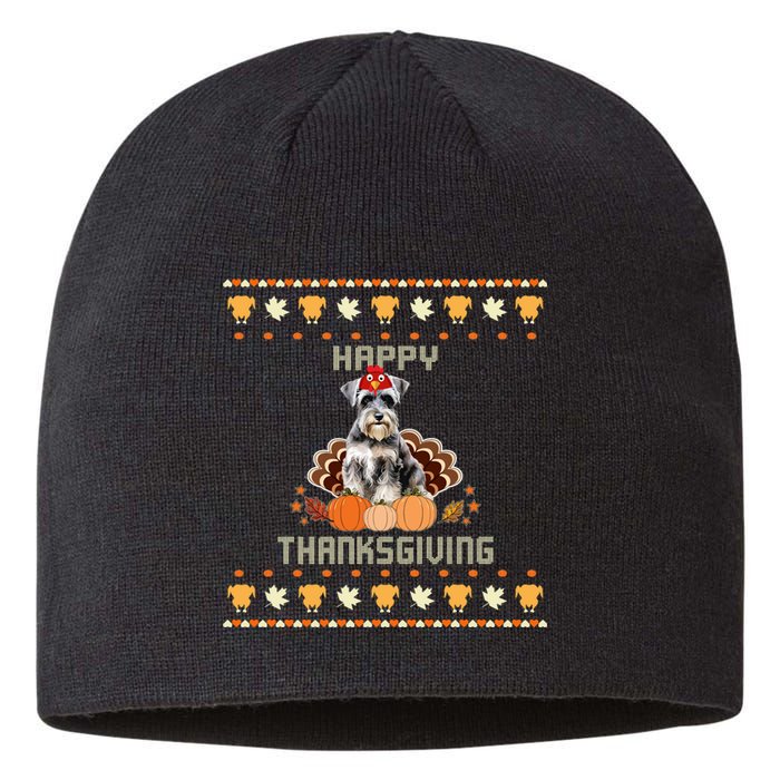 Schnauzer Dog Ugly Thanksgiving Sweater Sustainable Beanie