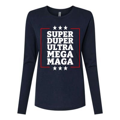 Super Duper Ultra Mega MAGA Funny USA Republican VOTE Trump Long Womens Cotton Relaxed Long Sleeve T-Shirt