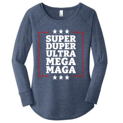 Super Duper Ultra Mega MAGA Funny USA Republican VOTE Trump Long Women's Perfect Tri Tunic Long Sleeve Shirt