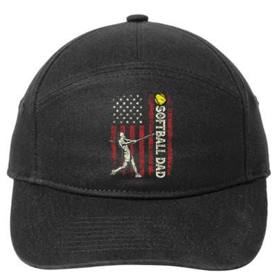 Softball Dad US Flag Gifts For Dad Men Patriotic Fathers Day 7-Panel Snapback Hat