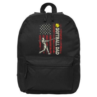 Softball Dad US Flag Gifts For Dad Men Patriotic Fathers Day 16 in Basic Backpack