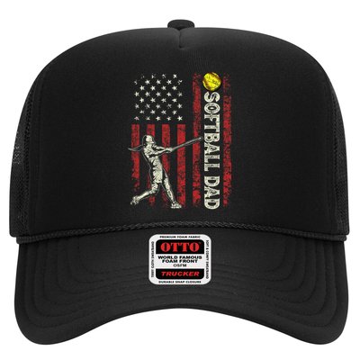 Softball Dad US Flag Gifts For Dad Men Patriotic Fathers Day Trucker Hat