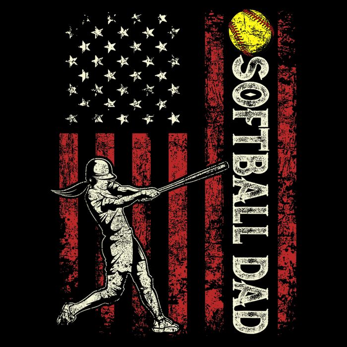 Softball Dad US Flag Gifts For Dad Men Patriotic Fathers Day Toddler T-Shirt