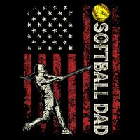Softball Dad US Flag Gifts For Dad Men Patriotic Fathers Day Kids Hoodie